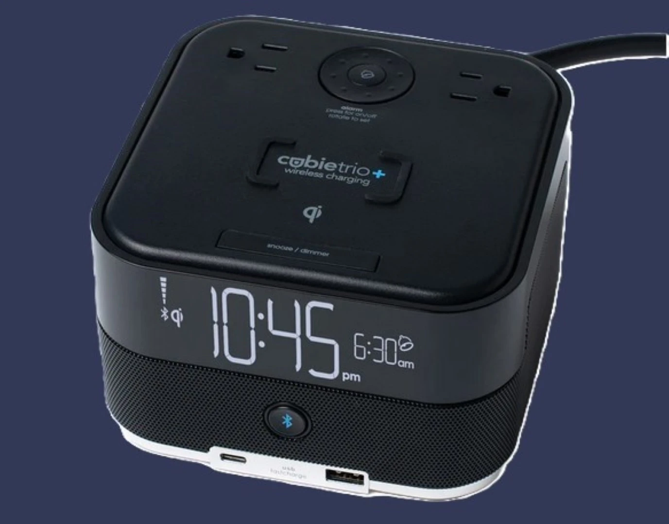 Charing station with Bluetooth, USB ports, clock and speaker supplied by GOLDEN AGE HOUSING PRODUCTS