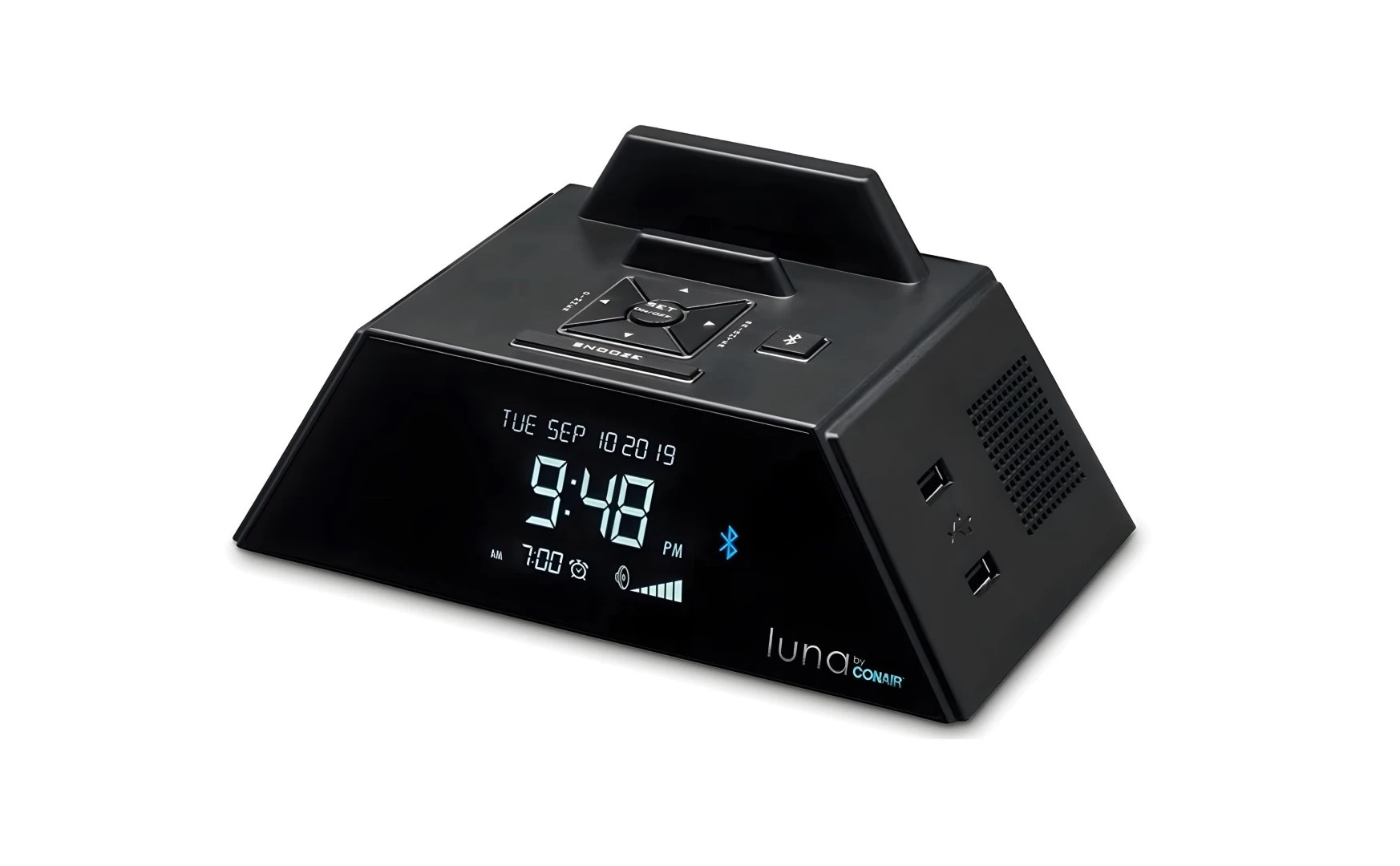 Cubic a bluetooth device with clock and speaker supplied by GOLDEN AGE HOUSING PRODUCTS